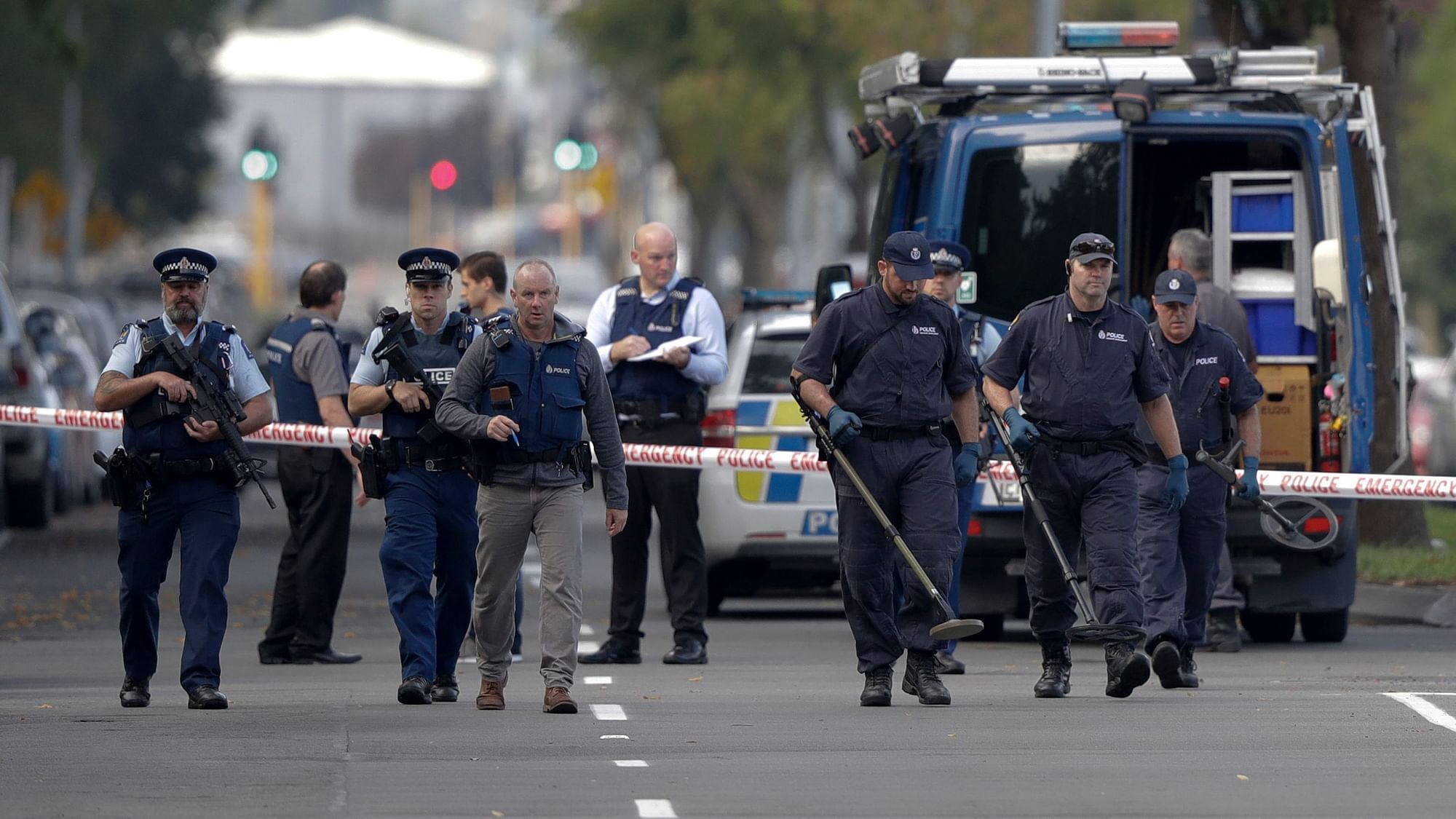 Spot visuals after two mosques were attacked in New Zealand’s Christchurch city on 15 March.