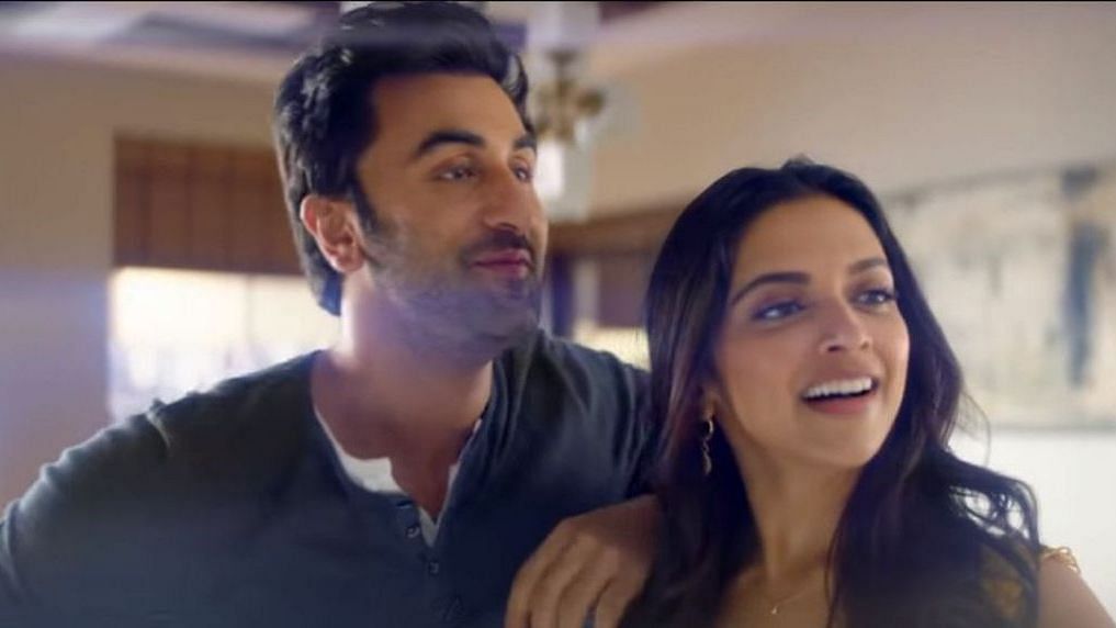 Ranbir Kapoor and Deepika Padukone in a still from the ad.&nbsp;