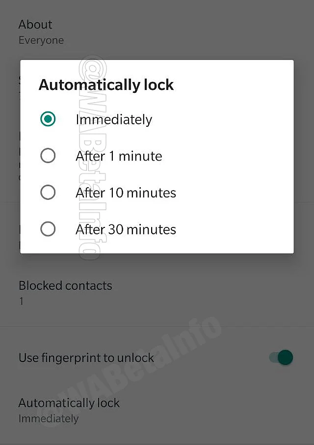After how long would you want your WhatsApp to be locked?