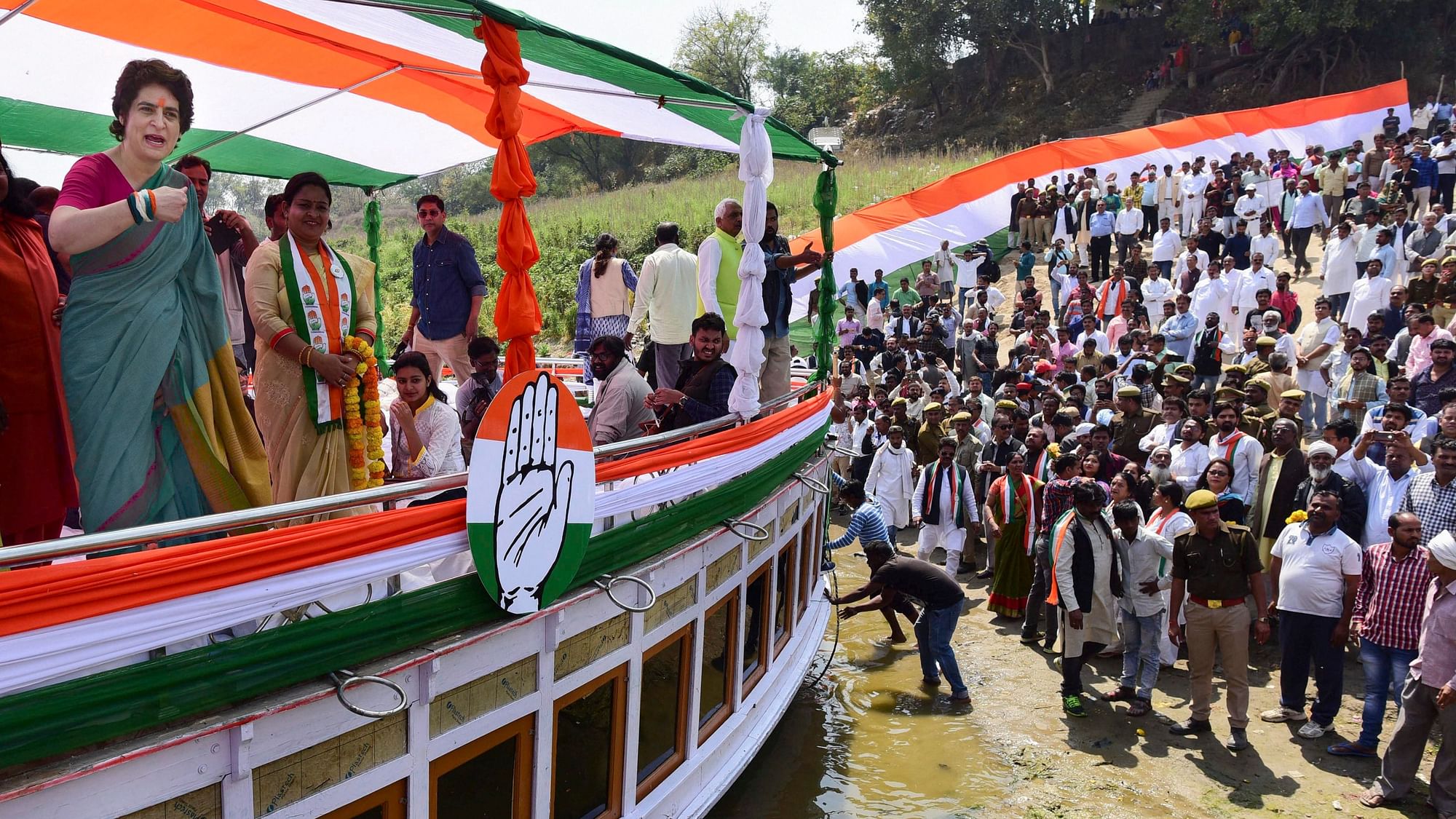 Congress General Secretary Priyanka Gandhi during her boat ride.