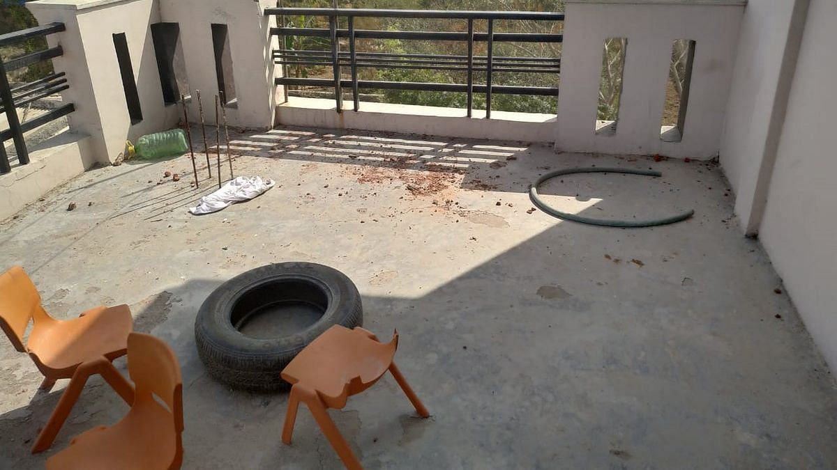 A picture of the terrace where members of the family were beaten.