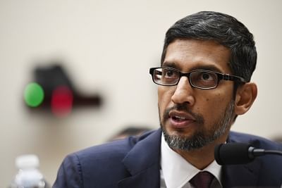 WASHINGTON, Dec. 11, 2018 (Xinhua) -- Google CEO Sundar Pichai testifies before U.S. House of Representatives Judiciary Committee during a hearing "Transparency & Accountability: Examining Google and its Data Collection, Use and Filtering Practices" on Capitol Hill in Washington D.C., the United States, on Dec. 11, 2018. (Xinhua/Liu Jie/IANS)