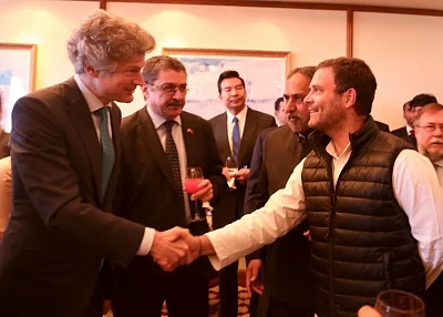 New Delhi: Congress President Rahul Gandhi during a meeting with the diplomats of G-20 and neighboring countries in New Delhi, on March 6, 2019. (Photo: IANS)