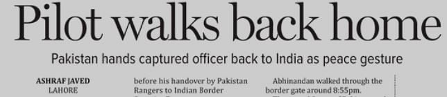 This is how newspapers and media outlets in Pakistan reported about Wing Commander Abhinandan’s release.