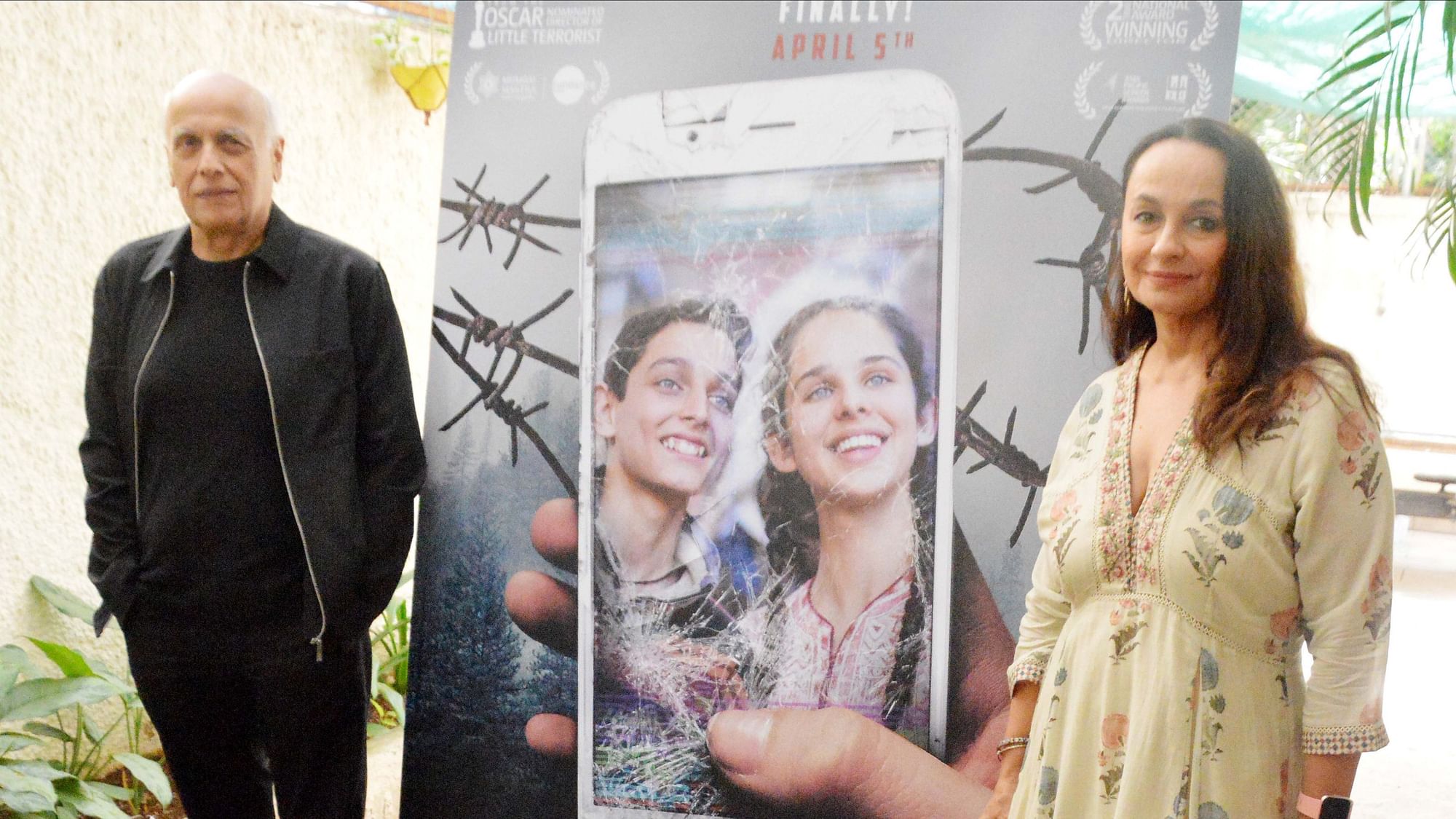 Mahesh Bhatt and Soni Razdan at the trailer launch of <i>No Fathers in Kashmir</i>.