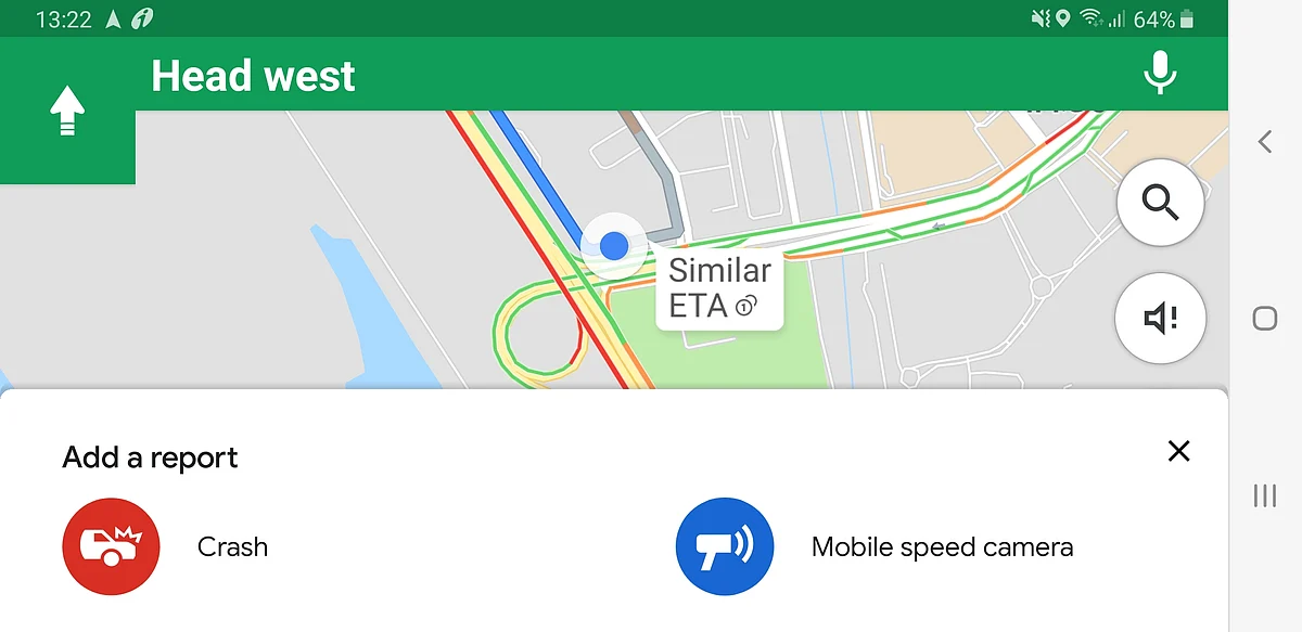 You can report a crash or spot a speed camera.