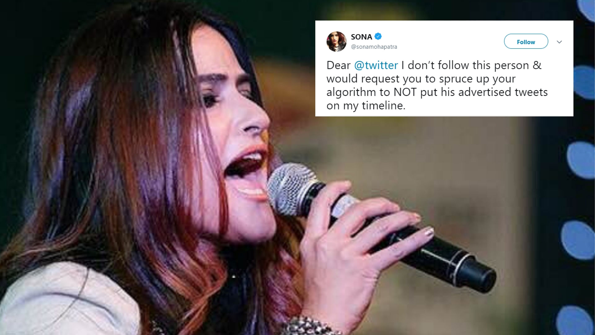 Sona Mohapatra says she doesn’t want to see Salman Khan’s ‘advertised tweets’ on her timeline.&nbsp;