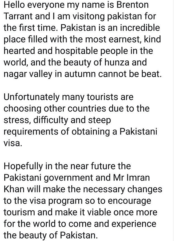 NZ Terrorist Had Visited Gilgit-Baltistan, Praised Pak in the Past