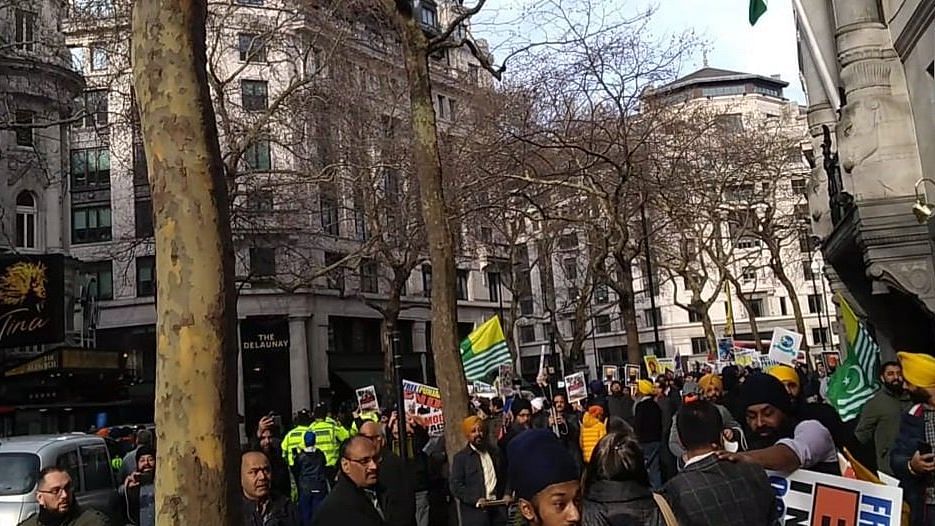 Clashes break out during protests outside London’s India mission.
