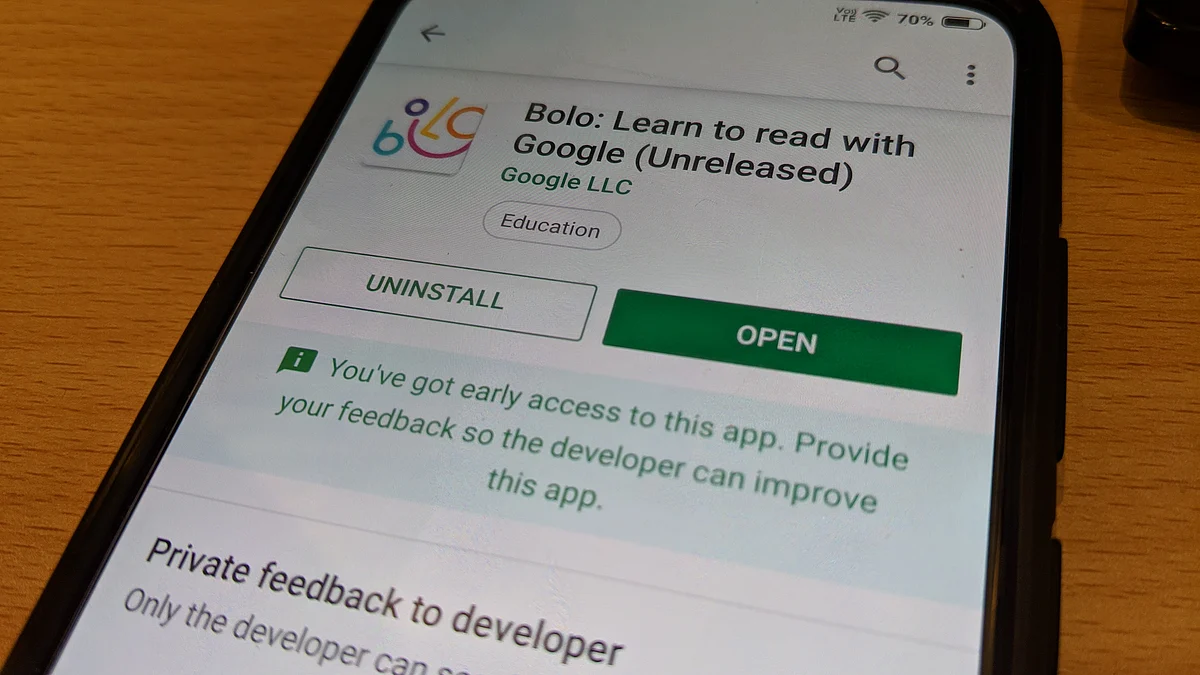 Bolo app is listed as ‘unreleased’ on Google Play Store.