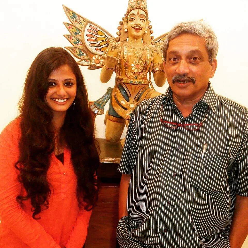 Mr Parrikar and I pose for a photograph.