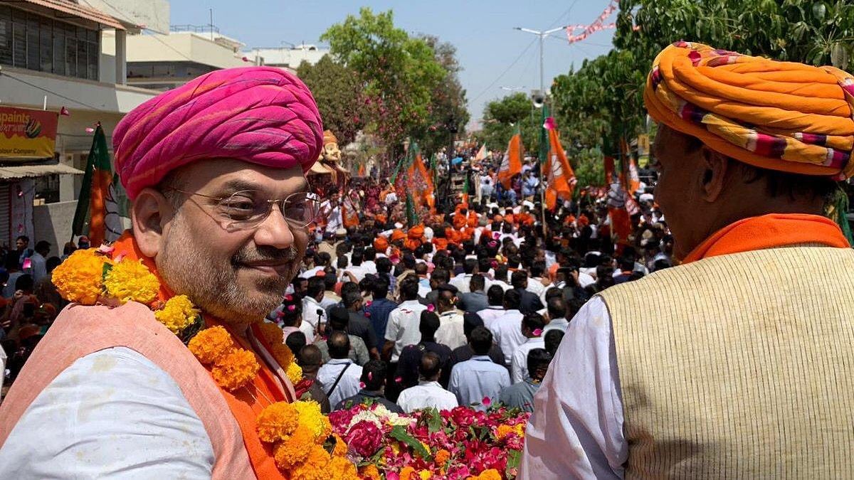 Amit Shah embarks on a road show before filing his nomination for the Gandhinagar Lok Sabha Seat on 30 March