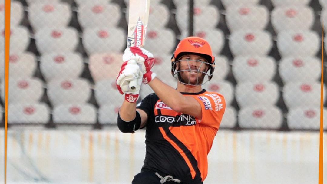 David Warner in action during a Sunrisers Hyderabad practice game ahead of IPL 2019.