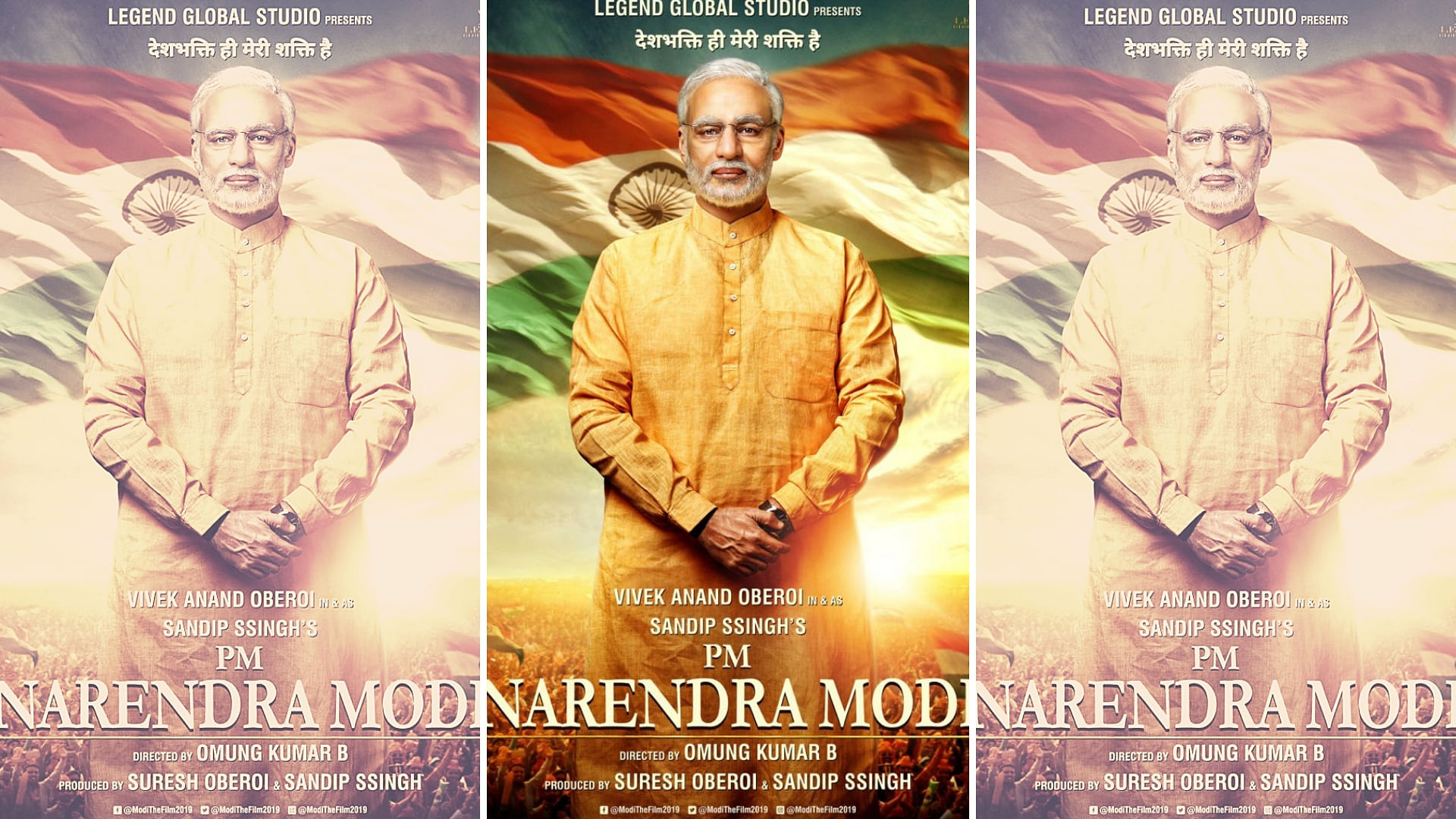 A poster for <i>PM Narendra Modi f</i>eaturing Vivek Oberoi as Modi.