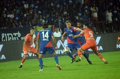 Mumbai: Players in action during the final match of ISL 2019 between Bengaluru FC and FC Goa in Mumbai on March 17, 2019. (Photo: IANS)