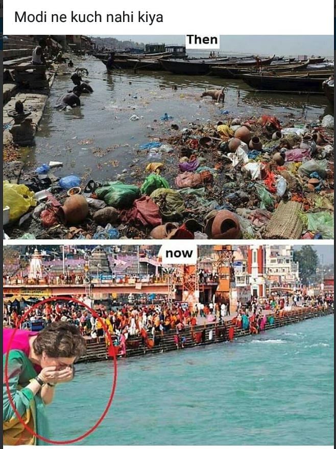 The post is being shared with the narrative that the BJP government has cleaned the river, while Congress failed.