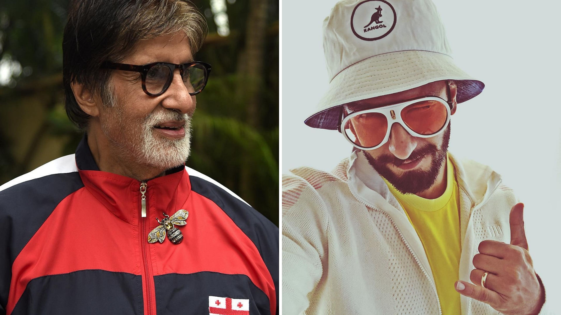 Bollywood actors Amitabh Bachchan and Ranveer Singh.