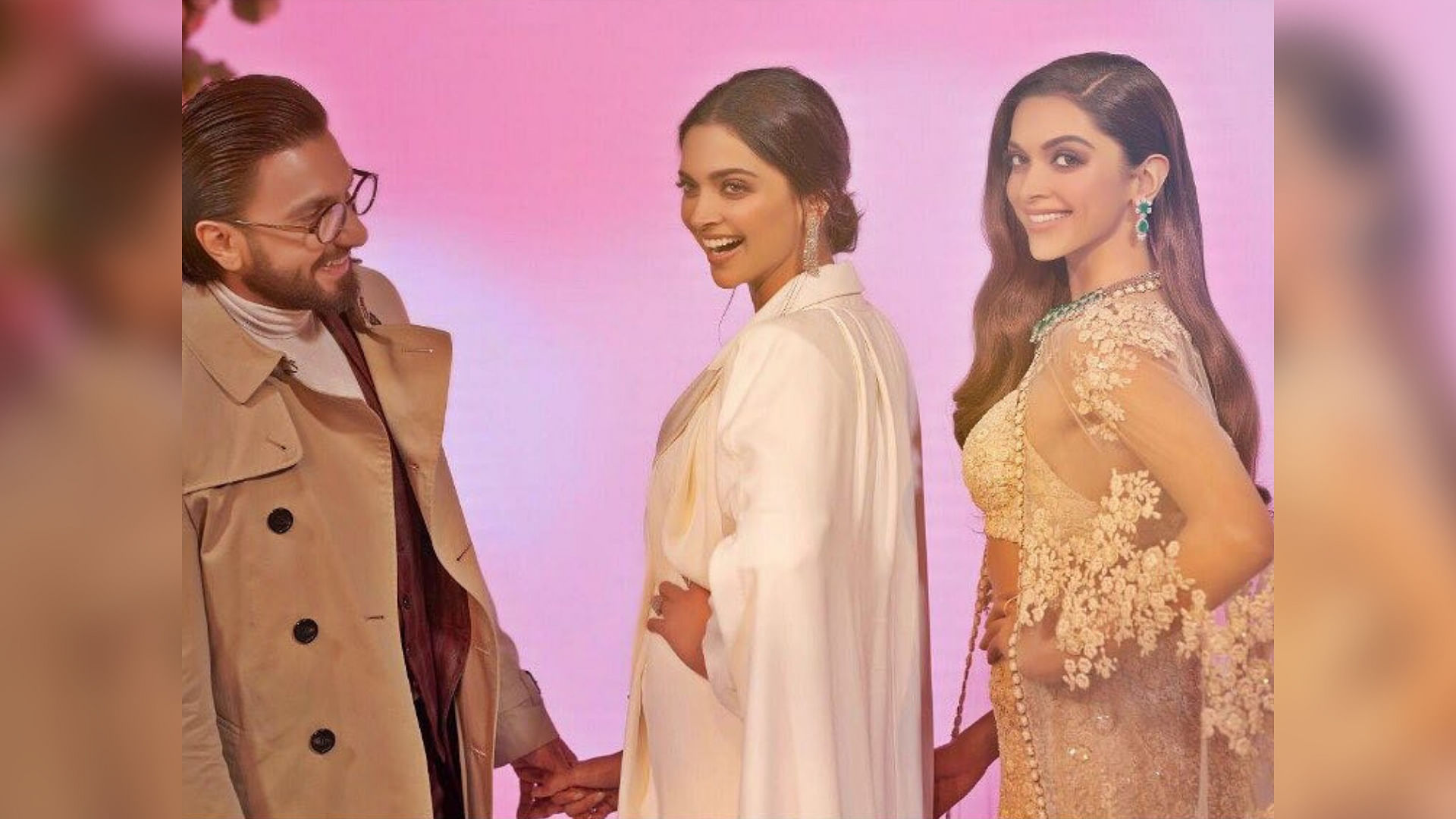 Ranveer Singh and Deepika Padukone at the unveiling of the latter’s wax statue at Madame Tussauds in London.