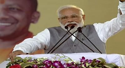 Ghaziabad: Prime Minister Narendra Modi addresses at the foundation stone laying ceremony of various development projects, in Kanpur, Uttar Pradesh, on March 8, 2019. (Photo: IANS/PIB)