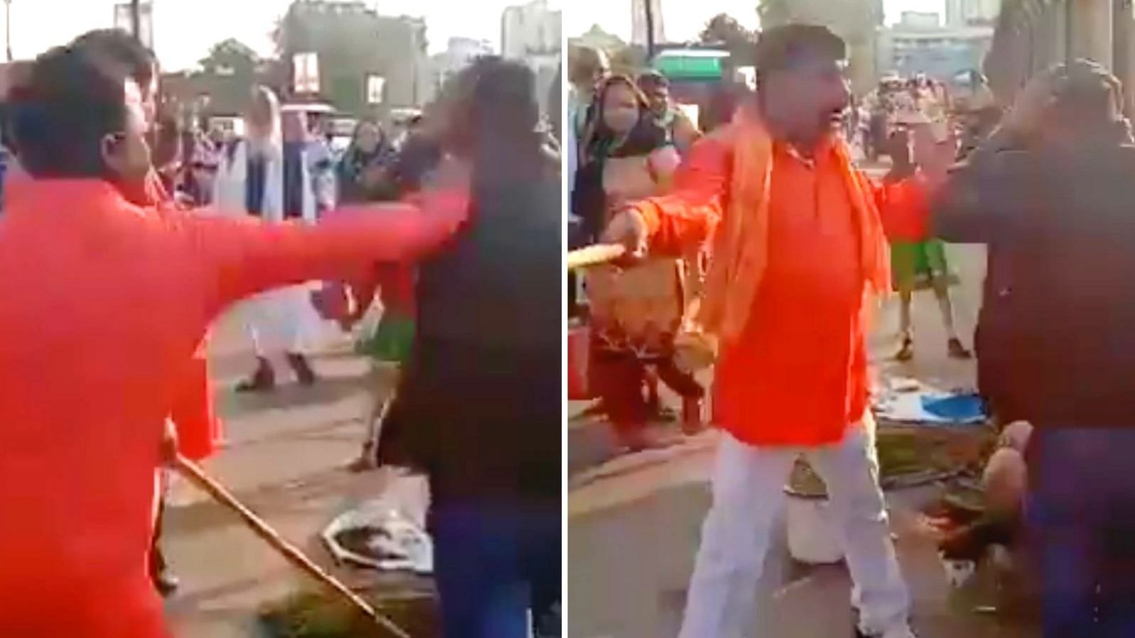 Saffron clad men attacked the Kashmiri street vendors.