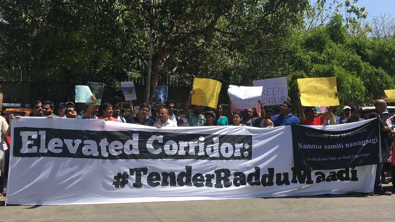 Citizens protest against the proposed elevated corridor in Bengaluru