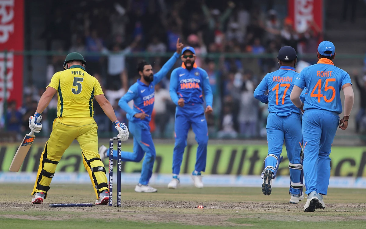 Ravindra Jadeja removed Aaron Finch for 27 during the series-deciding fifth ODI between India and Australia at New Delhi. 