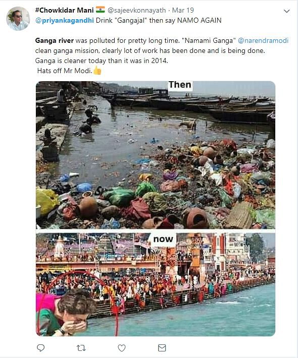 The post is being shared with the narrative that the BJP government has cleaned the river, while Congress failed.
