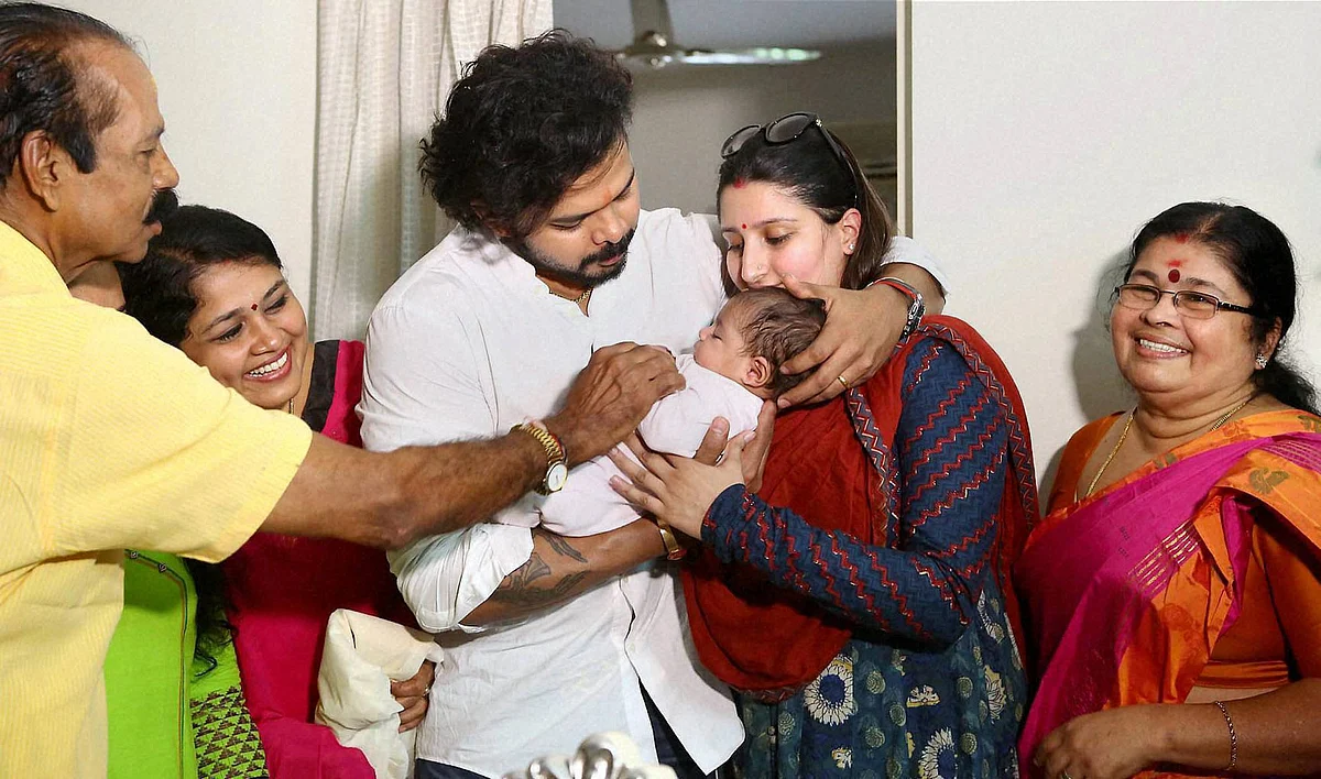 Kochi: A 2015 picture of S Sreesanth with his family at his residence in Kochi.