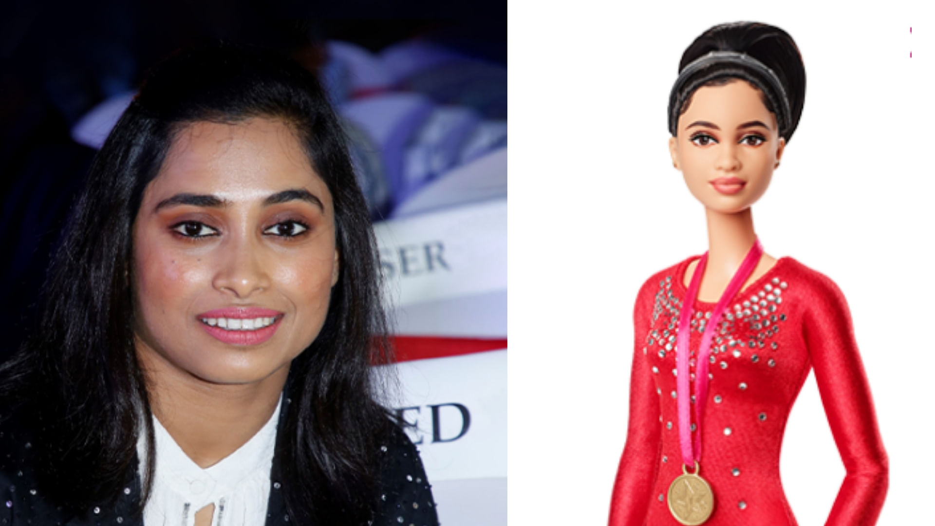 Dika Karmakar and her lookalike Barbie doll.