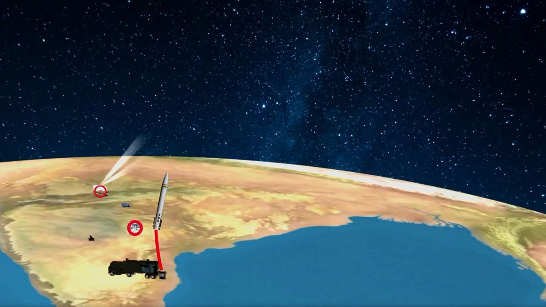 A screengrab from the simulation video of Mission Shakti.