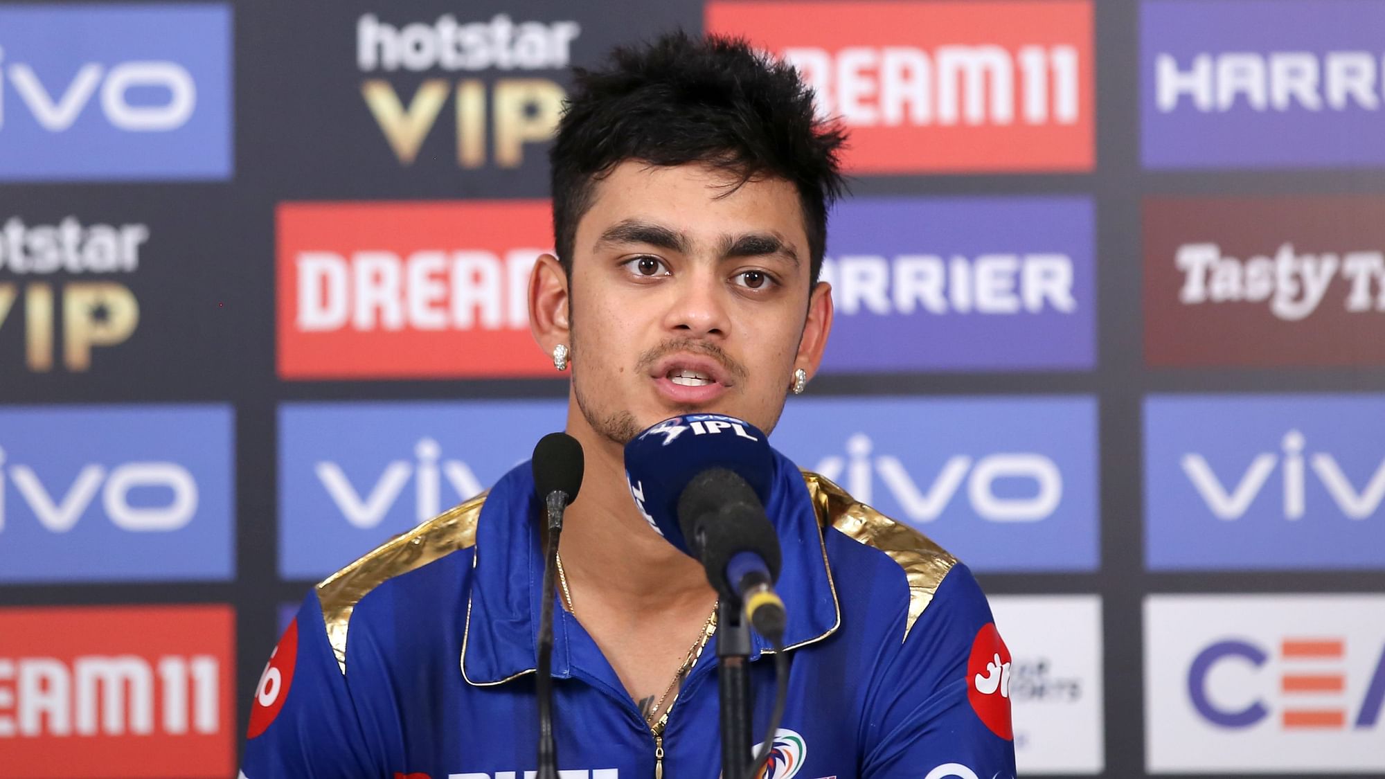 Ishan Kishan of Mumbai Indians speaks at the press conference after the match against Rajasthan Royals.&nbsp;