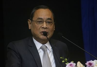 New Delhi: Chief Justice of India (CJI) Ranjan Gogoi addresses at the launch of the book "Law, Justice and Judicial Power: Justice P.N. Bhagwati