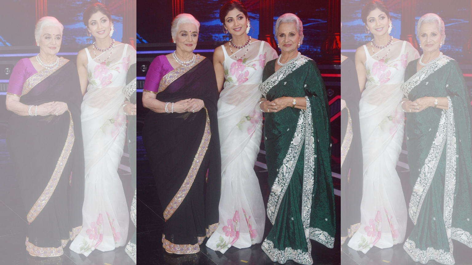 Asha Parekh, Waheeda Rehman, Shilpa Shetty on the sets of <i>Super Dancers.</i>
