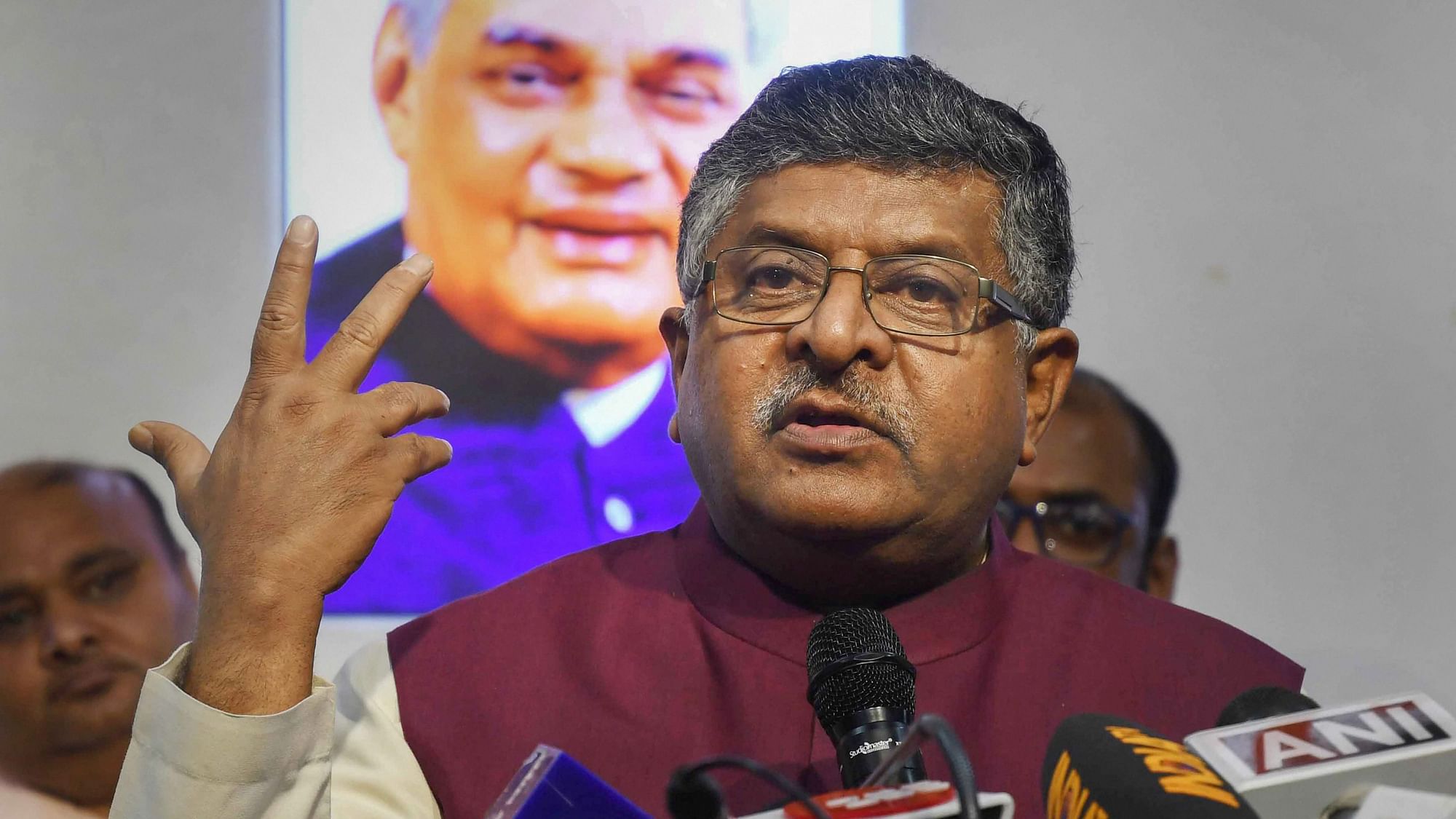 Union Minister for Law and Justice and Information Technology Ravi Shankar Prasad.