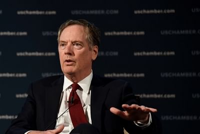 WASHINGTON D.C., May 3, 2018 (Xinhua) -- U.S. Trade Representative (USTR) Robert Lighthizer speaks at an event hosted by the U.S. Chamber of Commerce in Washington D.C., the United States, on May 1, 2018. Lighthizer said on Tuesday that he hoped to reach a deal to overhaul the North American Free Trade Agreement (NAFTA) in mid-May, which could buy more time for the current Congress to approve the deal. (Xinhua/Yang Chenglin/IANS)