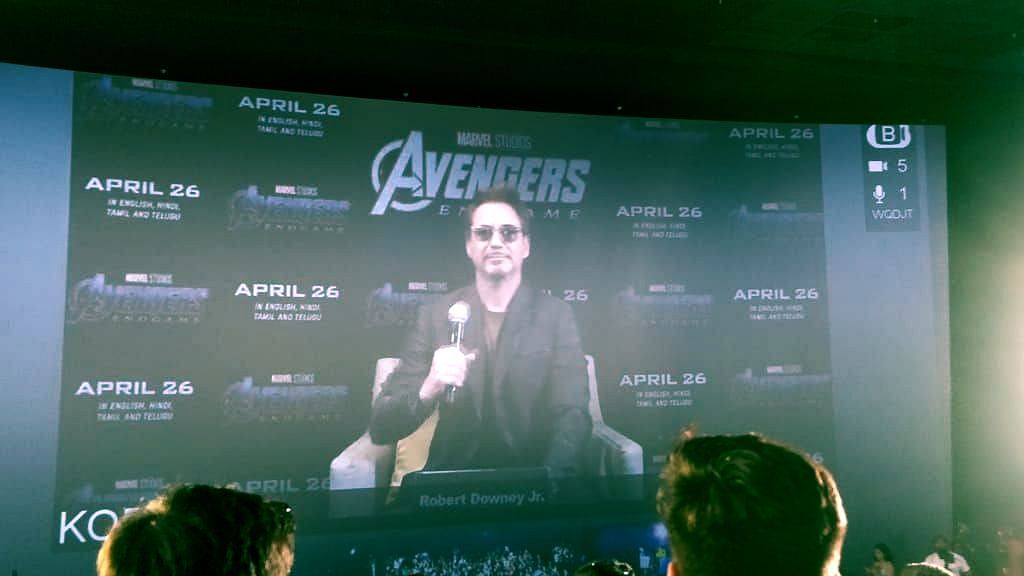 Robert Downey Jr interacts with fans in India via video.