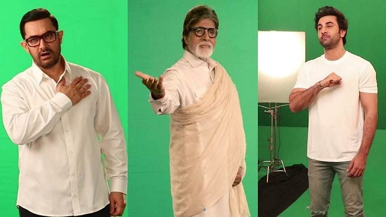 Aamir Khan, Amitabh Bachchan and Ranbir Kapoor shoot for <i>Tu Desh Mera</i>.