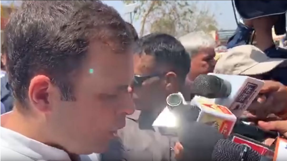 Screenshot of the video of the ‘green laser’ incident involving Rahul Gandhi.