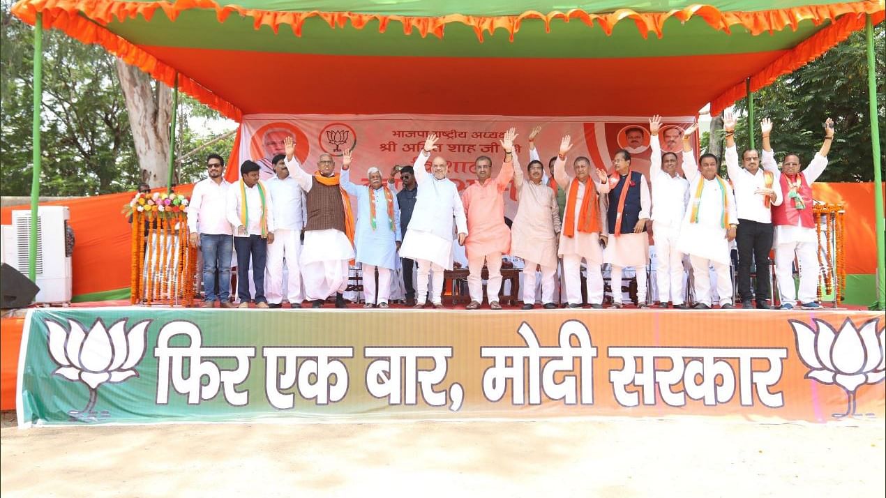 BJP president Amit Shah at an election rally in Daltonganj, Jharkhand on 27 April, 2019.