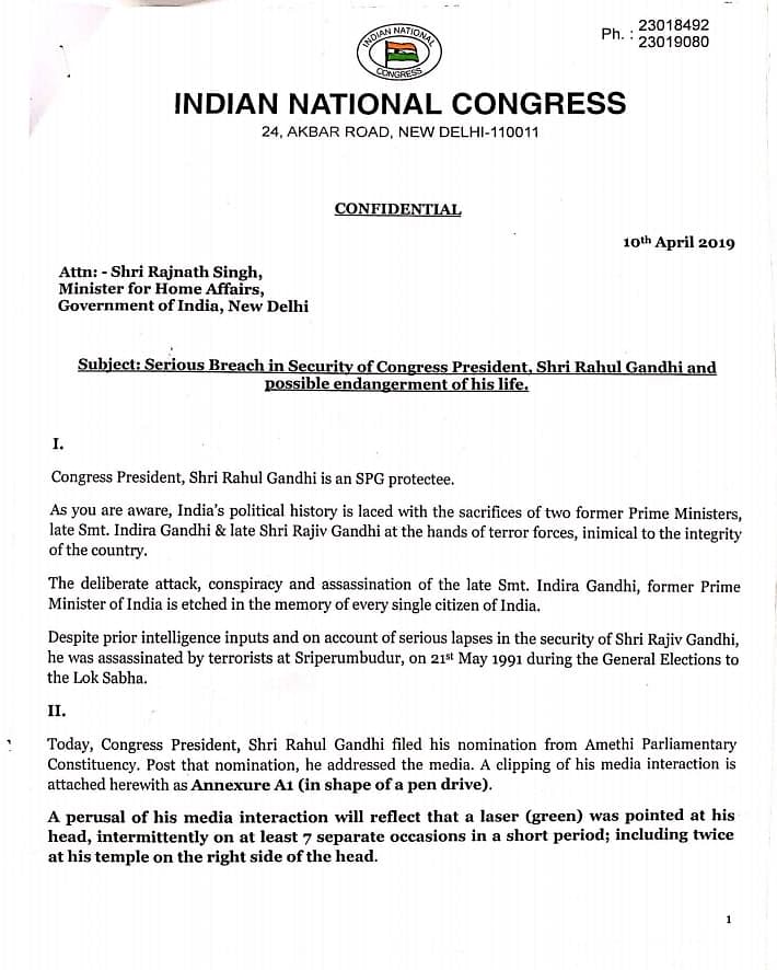 A copy of the Congress letter.