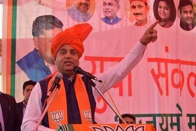 Barsar: Himachal Pradesh Chief Minister and BJP leader Jai Ram Thakur addresses during a party programme at Barsar in Hamirpur district, on March 29, 2019. (Photo: IANS)