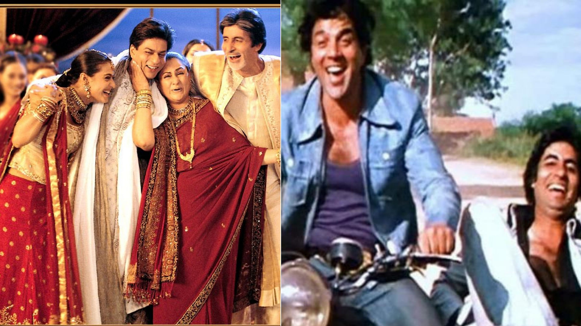 Stills from <i>Kabhi Khushi Kabhie Gham</i> and <i>Sholay</i>.