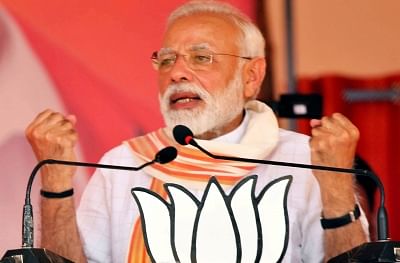 Chitradurga: Prime Minister Narendra Modi addresses during a public rally in Karnataka