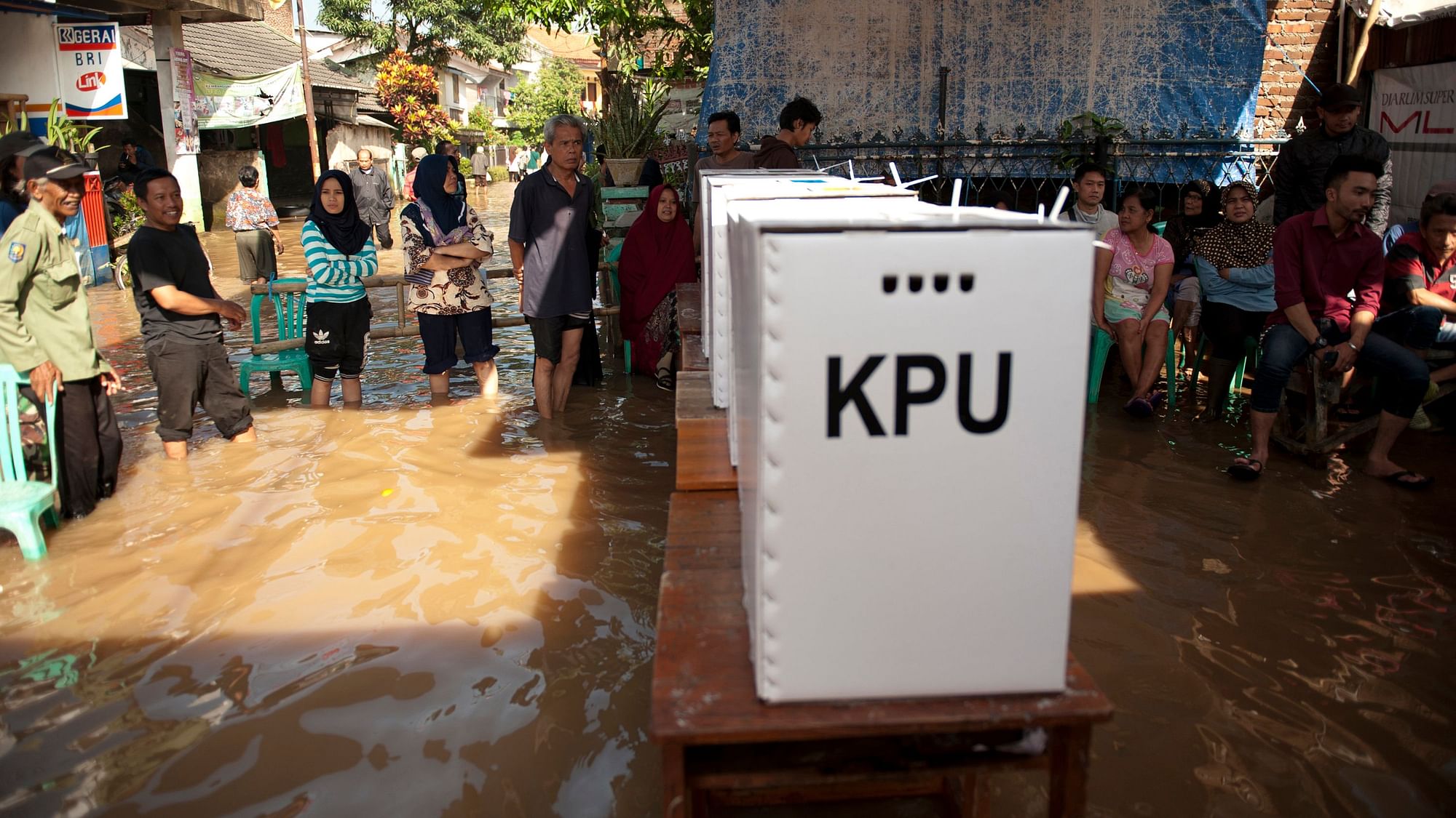 A KPU ballot box during polling for the General Elections in Indonesia.