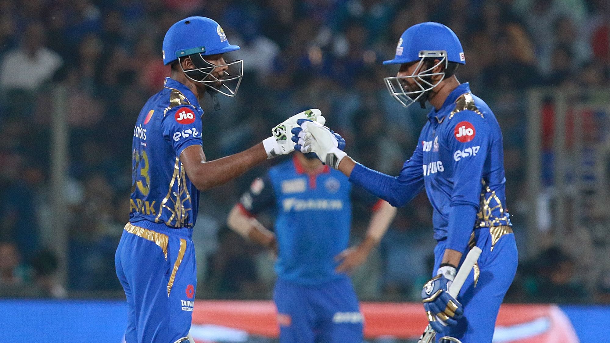 Hardik Pandya (left) and Krunal Pandya put up a stand of 54 runs for the fifth wicket.