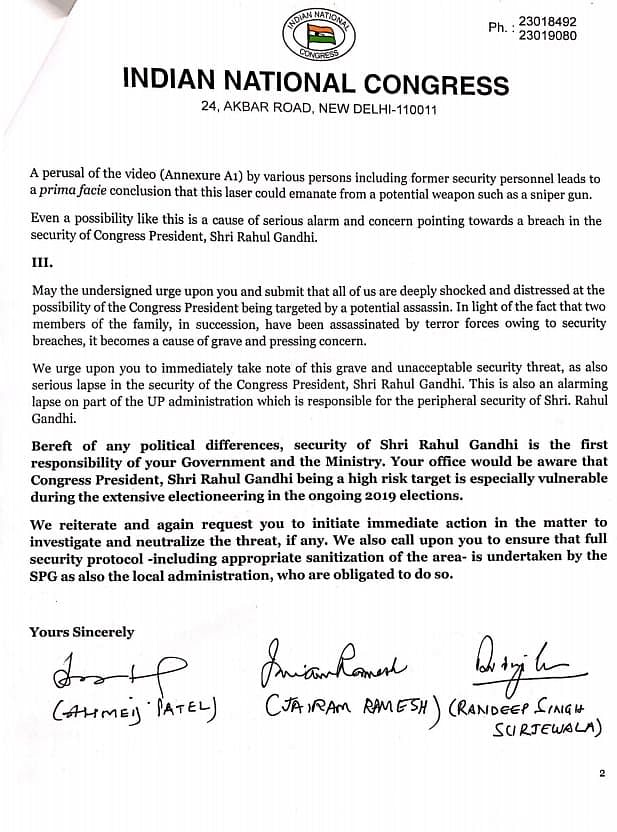 A copy of the Congress letter.