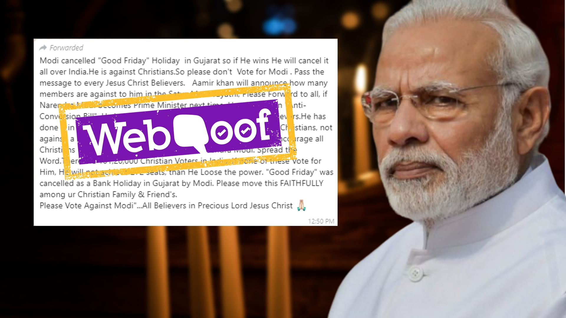 A viral WhatsApp forward claims that Narendra Modi, as the CM of Gujarat, had cancelled Good Friday holiday in the state.