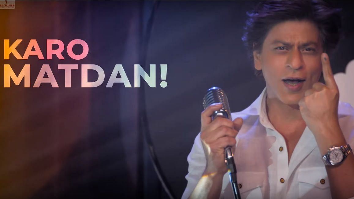 Shah Rukh Khan’s video is titled <i>Karo Matdan</i>.