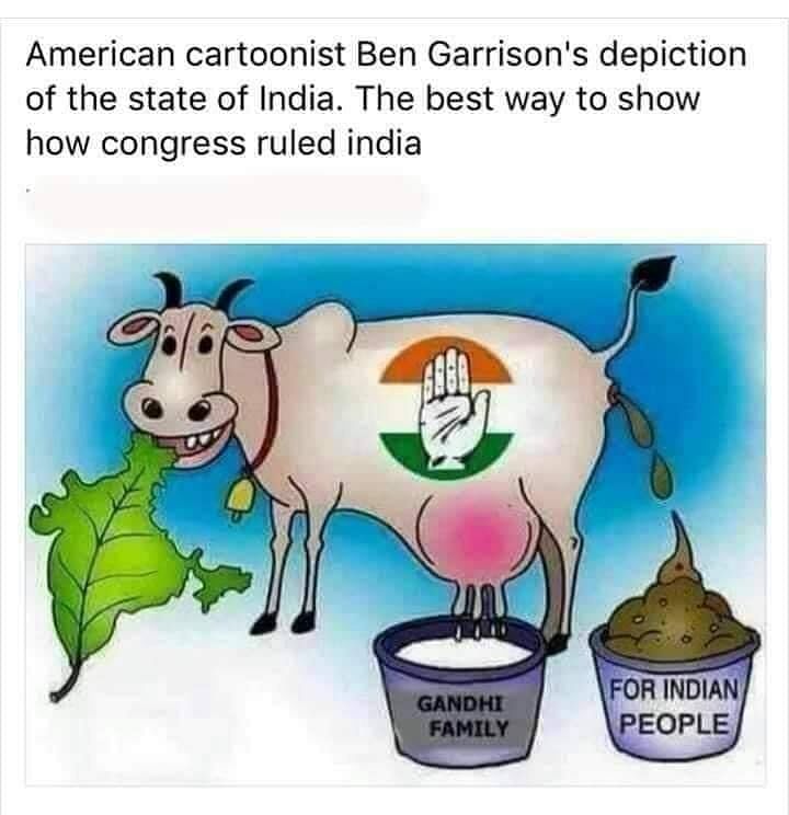 The viral cartoon, purportedly created by American cartoonist Ben Garrison, shows a cow defecating into a bucket.