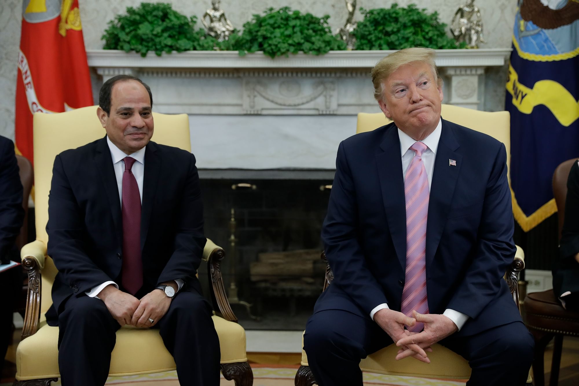 President Donald Trump meets with Egyptian President Abdel Fattah el-Sisi in the Oval Office of the White House.
